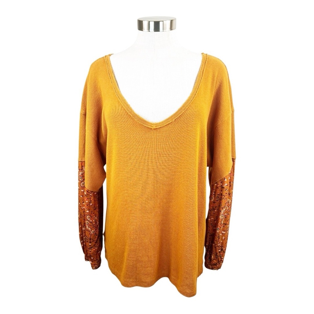 Anthropologie Annette V-Neck Orange Top Size‎ Small